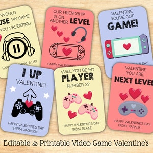 EDITIERBARE Gamer Valentinstagskarten, Gamer Valentinstagskarten, Schule Valentinstag Tags, druckbare Valentinstage, Videospielerkarte, Klassenzimmer Valentinstag