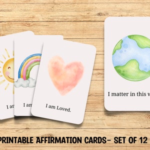 Set di carte di affermazione positiva per bambini. Regalo di consapevolezza per i bambini per praticare la meditazione e affermare le verità, carte di affermazione spagnole