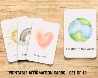 Kids Positive Affirmation Cards Set. Mindfulness gift for children to practice meditation and affirm truths, Spanish affirmation cards