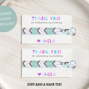 Birthday Party Hair Tie Favors | Pastel Pink Hair Tie Favors, Personalized Party Favors, Older Girls Teen Tween Sleepover Makeover Spa Party