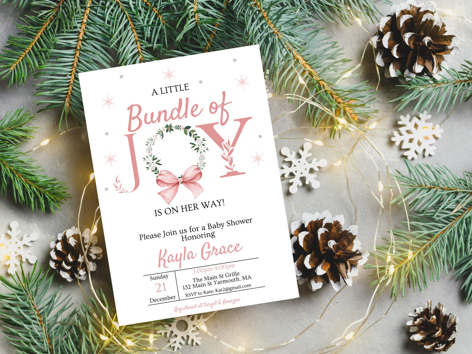 Editable A Little Bundle of Joy Christmas Baby Shower Invitation Bundle ...