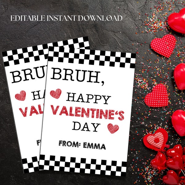 Bruh Valentine Cards, Preteen Valentine, Funny Kids Valentine, Classroom Valentines, Older Kid, Boys Valentines, Printable School Valentines