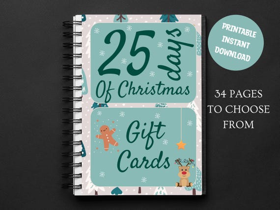 Christmas Gift Card Book, Printable Christmas gift for kids, Christmas gift card book, Christmas gifts for teen, Teenage Christmas Present