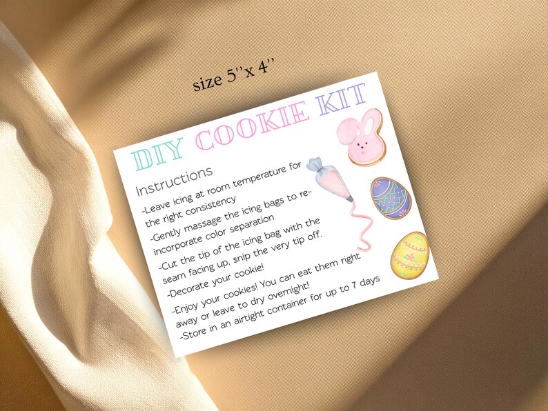 Easter DIY Cookie Kit Instructions. Printable Instructions Card for DIY ...
