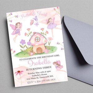 Editable Fairy Birthday Invitation Whimsical Enchanted Pixie Fairy Party Magical Floral Fairy Princess Party Instant Download Editable