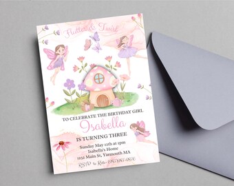 Editable Fairy Birthday Invitation Whimsical Enchanted Pixie Fairy Party Magical Floral Fairy Princess Party Instant Download Editable