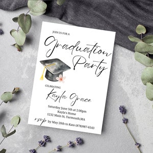 Graduation Party Invitation, Graduation Invitation Template, high School Graduation, Graduation Party Invite, Editable Template image 8