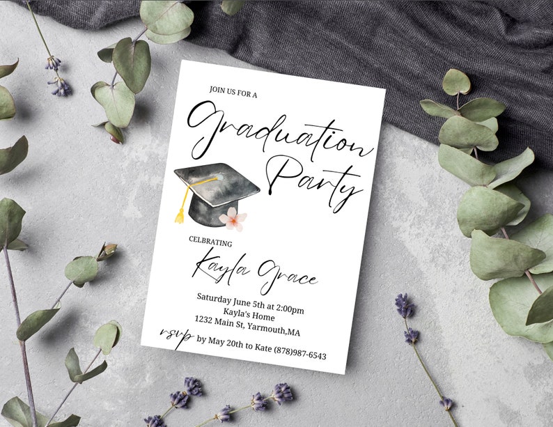 Graduation Party Invitation, Graduation Invitation Template, high School Graduation, Graduation Party Invite, Editable Template image 8