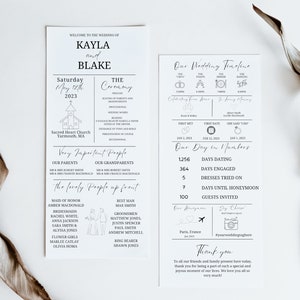 Wedding Program | Wedding Program Template | Wedding Timeline | Wedding Timeline Template | Wedding Table Games | Wedding Programs