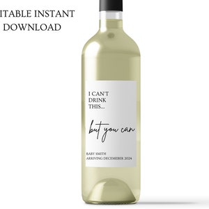 WINE Pregnancy Announcement Grandparent Gift | Pregnancy Announcement Wine Labels | I Cant Drink This | Auntie Gift | New Baby Wine