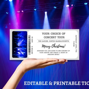 Konzert Ticket Vorlage Geschenkgutschein - Personalisiertes Event Ticket - Überraschungs Geburtstagsgeschenk - Surprise Ticket, herunterladbares Konzert, Event