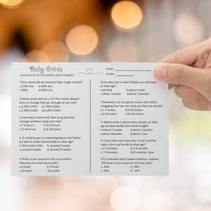 Baby Shower Trivia Game | Baby Shower Games | Baby Shower Trivia Template | Trivia Questions | Trivia Game Template | Baby Template | A1