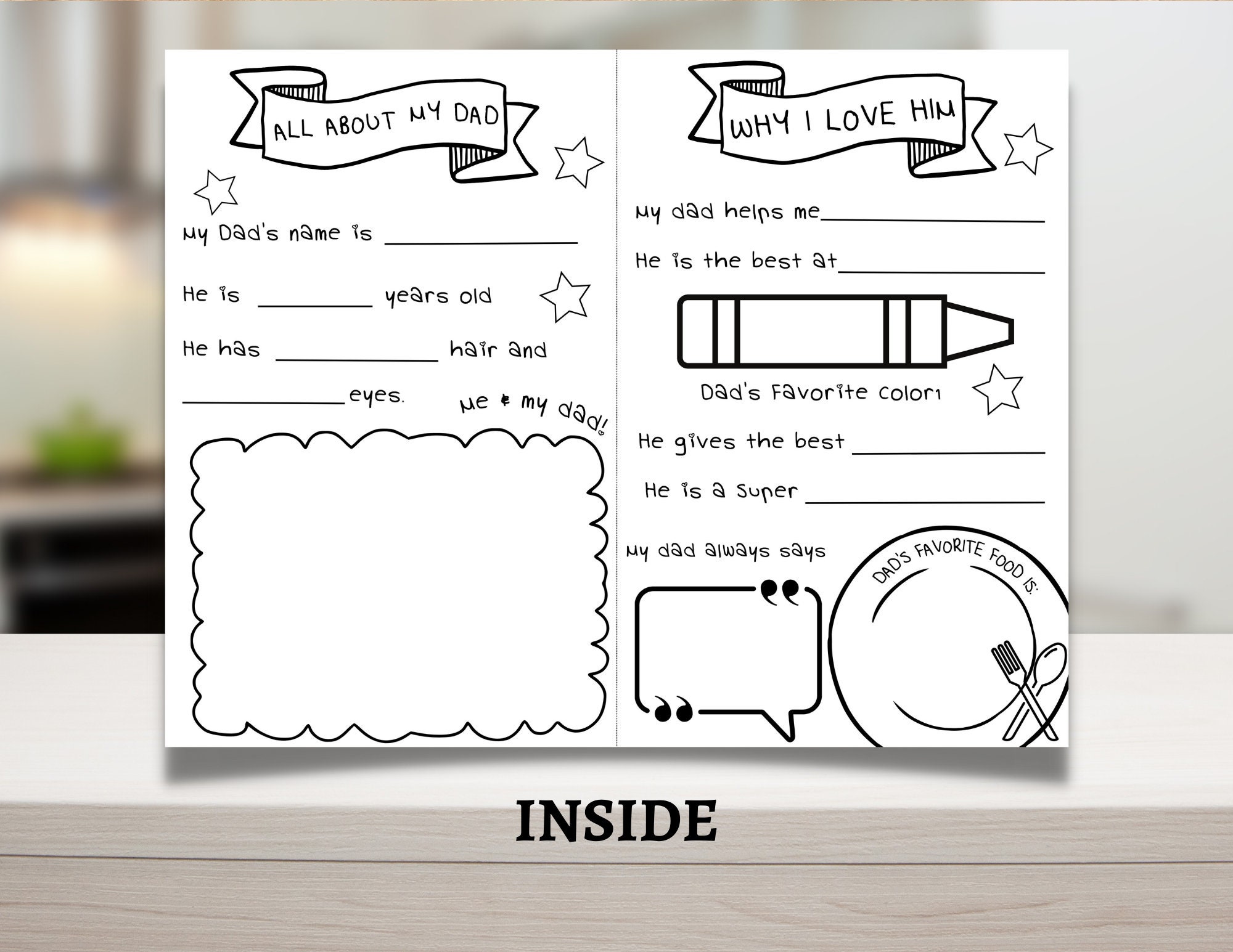 All About My Dad Fill in the Blank Printable for Father's Day - Etsy