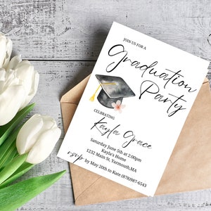 Graduation Party Invitation, Graduation Invitation Template, high School Graduation, Graduation Party Invite, Editable Template image 1