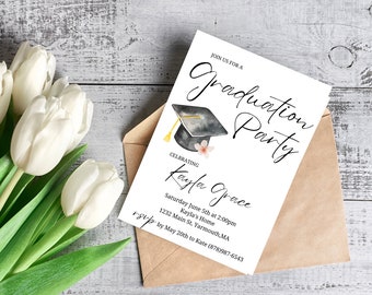 Graduation Party Invitation, Graduation Invitation Template, high School Graduation, Graduation Party Invite, Editable Template