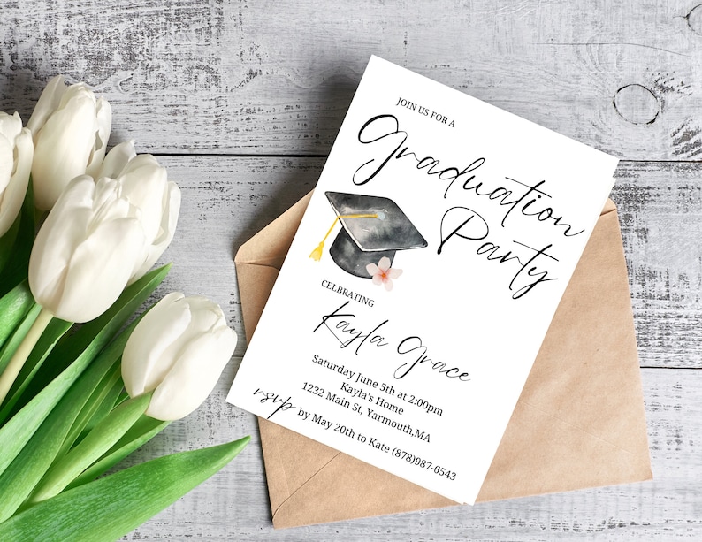 Graduation Party Invitation, Graduation Invitation Template, high School Graduation, Graduation Party Invite, Editable Template image 1