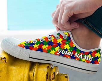 Canvas Shoes Men's Women's Sneaker Autism Awareness Custom Printed Personalized Season Shoes Custom Shoes Multi Colored Streetwear