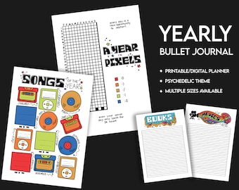 Yearly Bulleted Journal Digital Download Full Color | Psychedelic Theme