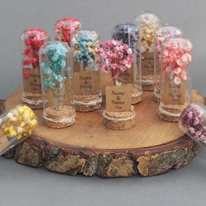 Regalo per tubi di fiori secchi per matrimoni, bomboniere personalizzate, bomboniere rustiche, bomboniere per addio al nubilato, bomboniere Fanus per, regalo di nozze rustico