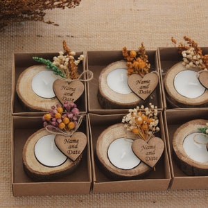 Personalized Wedding Favors for Guests , Wooden Tealight Candle, Rustic Wedding Favors, Bulk Wedding Favors, Christmas Guest Favors