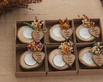 Personalized Wedding Favors for Guests , Wooden Tealight Candle, Rustic Wedding Favors, Bulk Wedding Favors, Custom Wedding Favors