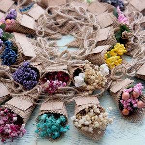 Mini bouquet de fleurs séchées de mariage personnalisé, cadeau de faveur US/UK/CA