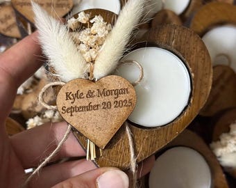 Rustikales Herz, Hochzeitsgeschenk, Mitbringsel für Hochzeitsgäste, Brautparty mit Teelicht