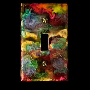Hand-Painted Metallic Abstract Light Switch Cover Plate , "Metallic Radience"