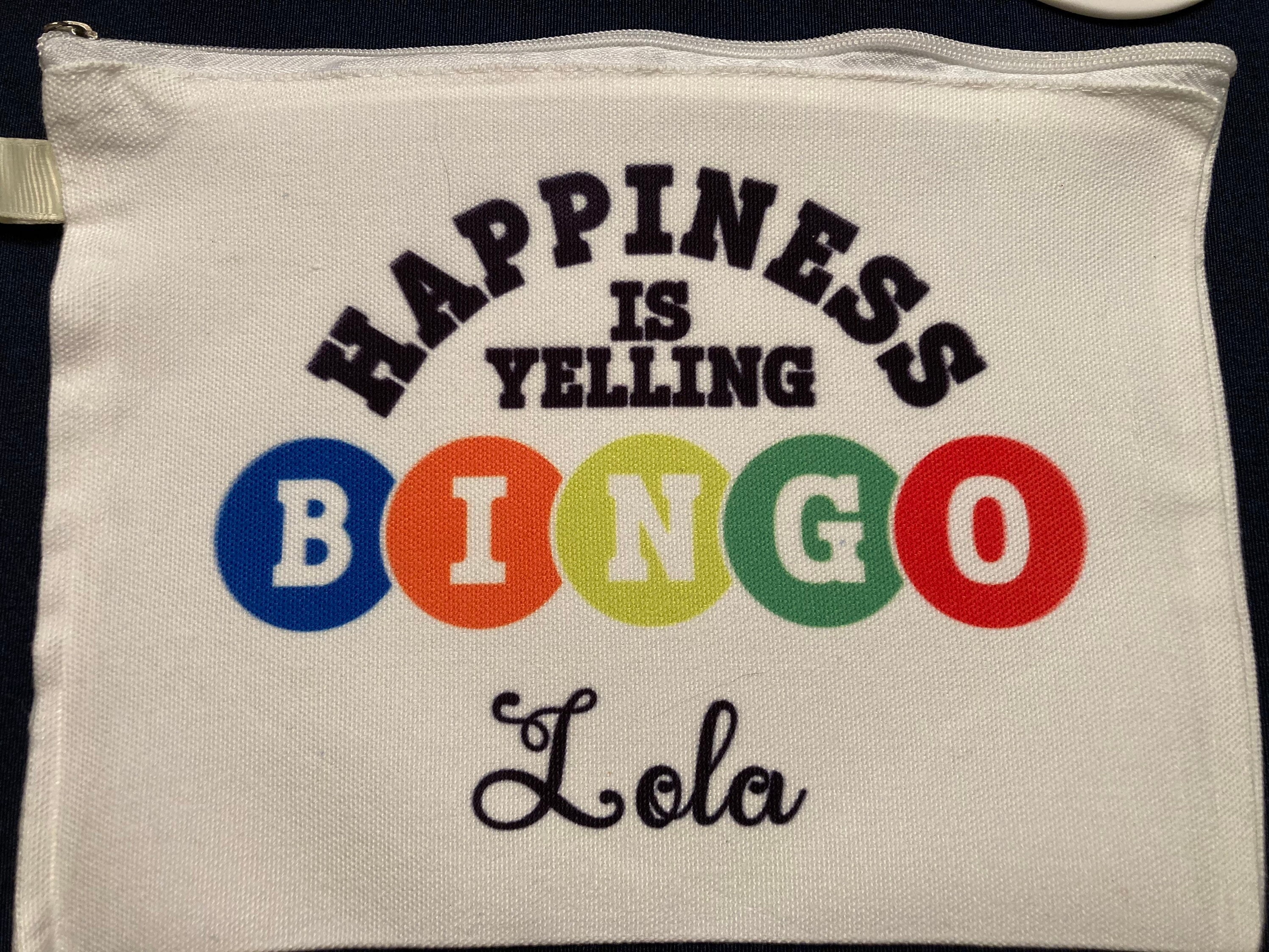 thumbnail image 2 of HAPPINESS IS YELLING BINGO License Plate Frame – Car Plate Frames 2 of 4