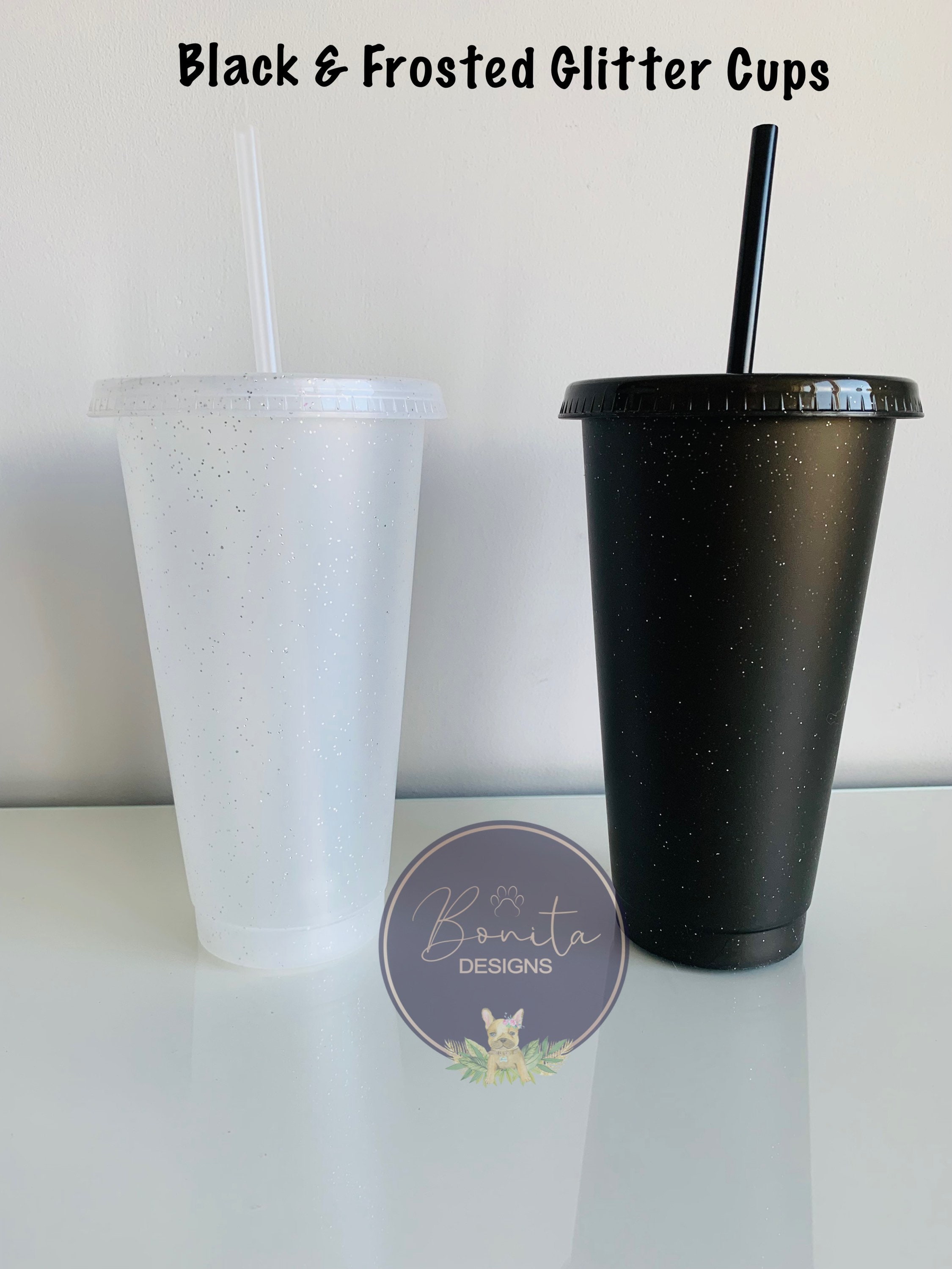 Personalised Frosted or Black Glitter Cold cup Tumbler Etsy