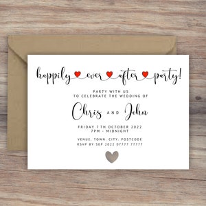 Printed Happily Ever After Invitations - Wedding Reception - Wedding Invitation - Evening Invites - Party Invites