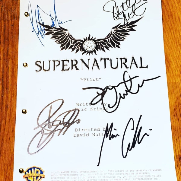 Drehbuch-Pilotfolge SUPERNATURAL, signiert und handsigniert von Jensen Ackles, Jared Padalecki, Jeffrey Dean, Morgan, Misha Collins, Winchester Bros