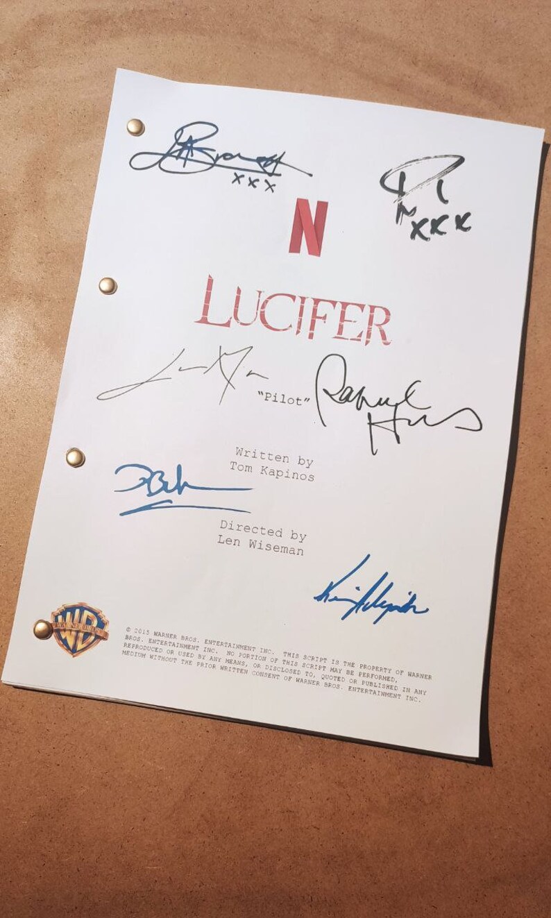 Script Pilot Lucifer Tvseries Autograph Screenplay Tom Ellis Etsy Ireland