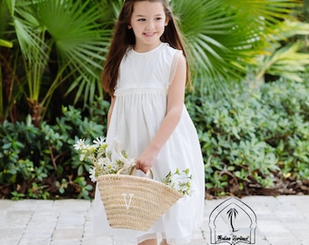Personalized Flower Girl basket, Kids toddler baskets, Birthday Girl Spa Day baskets, Flower Girl Gifts ,Bridal Shower Wedding straw basket