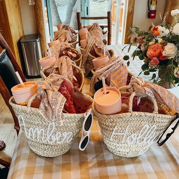 Flower girl basket, Personalized Straw Basket, picnic basket, dried flower bouquet, baby girl gift basket, flower girl proposal, cottagecore