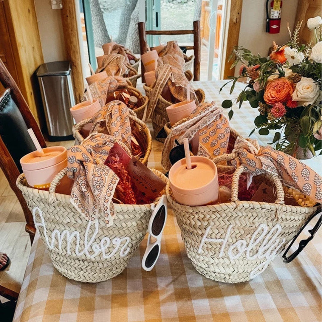 Straw Baskets Personalized Wedding Guest, Honeymoon Gift