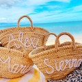 Beach bag Straw moroccan basket bridal shower bags customized straw bags custom beach bag straw tote embroidered bags