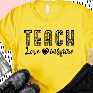 Leopard Teach Love Inspire Svg, Regalo di apprezzamento per l'insegnante Svg, Camicia da insegnante carina Iron On Png per Cricut e Silhouette