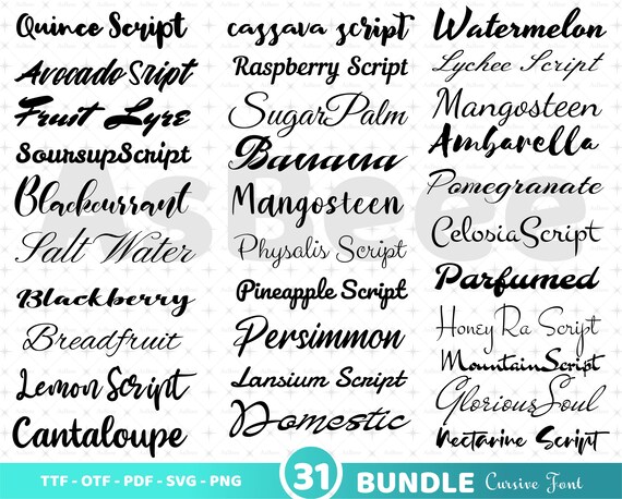 Download Cursive Svg Font Bundle Cursive Signature Fonts For Cricut Etsy