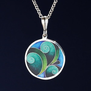 Sterling Silver Pendant, Minankari, Handmade Jewelry, Gift For Her, Georgian Enamel, Cloisonne Jewelry, Silver Enamel Necklace, Tbilisi Gift