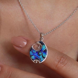 Blue Enamel Pendant, Sterling Silver Necklace, Handmade Jewelry, Enamel Pendant, Georgian Enamel, Minankari, Gift For Her, Tbilisi jewelry
