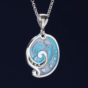 Blauw emaille hanger, handgemaakte sterlingzilveren sieraden, cloisonné ketting, cadeau voor haar, Georgische handgemaakte sieraden cadeau Minankari, Tbilisi
