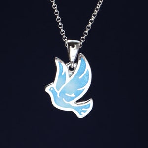 Peace Dove Necklace, Cloisonne Jewelry, Georgian Enamel, Silver Bird Necklace, Sterling Silver Pendant, Jewelry handmade, GIft For Her