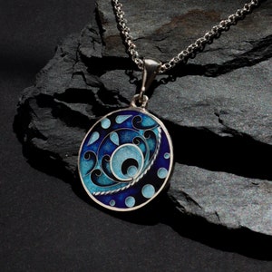 Minankari, Cloisonne Enamel Pendant, Handmade Silver Necklace, Unique Handmade Jewelry, GIft For Her, Anniversary Gift, Georgian Enamel