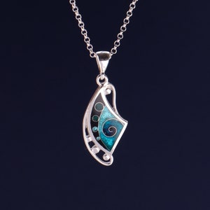 Blue Enamel Pendant, Sterling Silver Necklace, Handmade Jewelry, Gift For Her, Unique Silver Pendant, Cloisonne Enamel, Tbilisi Gift image 1