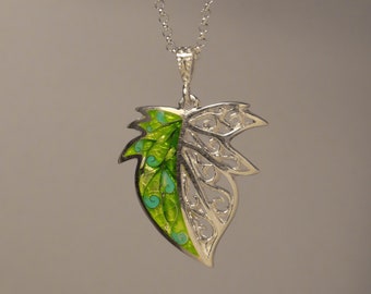 Enamel Leaf Necklace, Sterling Silver Pendant, Handmade Jewelry, Cloisonné  Necklace, Georgian Enamel, Leaf Pendant, Georgian Cloisonee