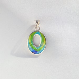 Cloisonne Necklace, Sterling Silver Oval Pendant, Jewelry Handmade, Unique Geometric Necklace, Georgian Cloisonne, Silver Enamel Pendant, image 10