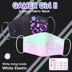 ゲーマーガールフェイスマスク / かわいいカワイイスタイルの布製マスク / 原宿スタイルのマスク
