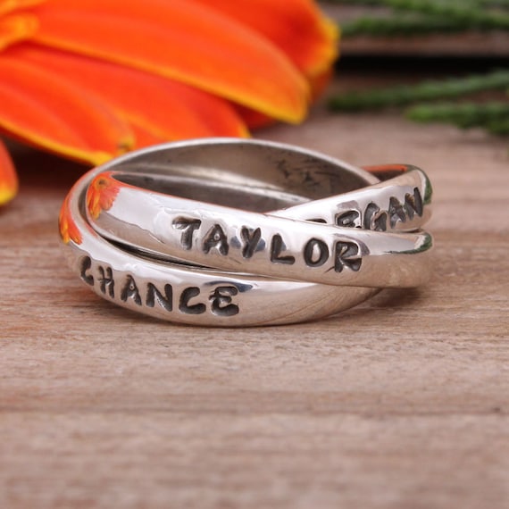 Triple Ring | Hand-stamped Ring | Intertwined Ring | Name Ring