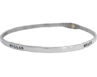 Hand-Stamped Bracelet | Name Bracelet | Sterling Silver Bracelet | Personalized Bracelet | Mother Bracelet | Grandmother Bracelet | Bangle